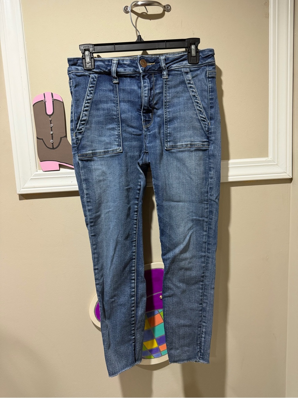 American Eagle Outfitters Blue Cropped Utility Jeans
